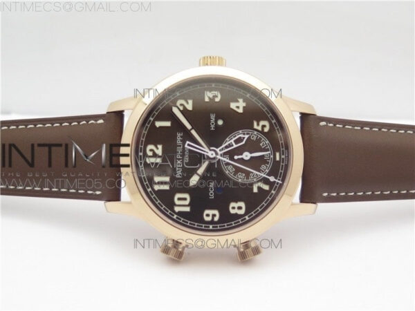 Calatrava 5524 RG Pilot Travel Time GRF Brown Dial on Brown Leather Strap MIYOTA 9015 - Image 3