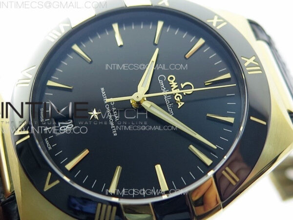 Constellation 41mm YG/Black Ceramic Bezel VSF 1:1 Best Edition Black Dial on Black Gummy Strap A8900 - Image 4