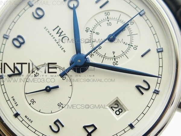 6Portugieser Chrono Classic 42 IW390406 ZF 1:1 Best Edition White dial blue markers on Black Leather Strap A7750 - Image 4