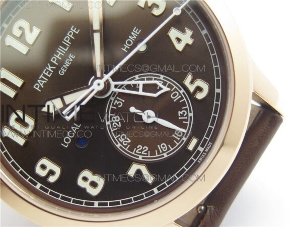 Calatrava 5524 RG Pilot Travel Time GRF Brown Dial on Brown Leather Strap MIYOTA 9015 - Image 5