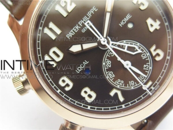 Calatrava 5524 RG Pilot Travel Time GRF Brown Dial on Brown Leather Strap MIYOTA 9015 - Image 6