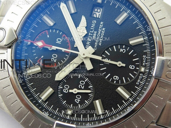Avenger Chrono SS Red Second hand B50 Black Dial on SS Bracelet A7750 - Image 7