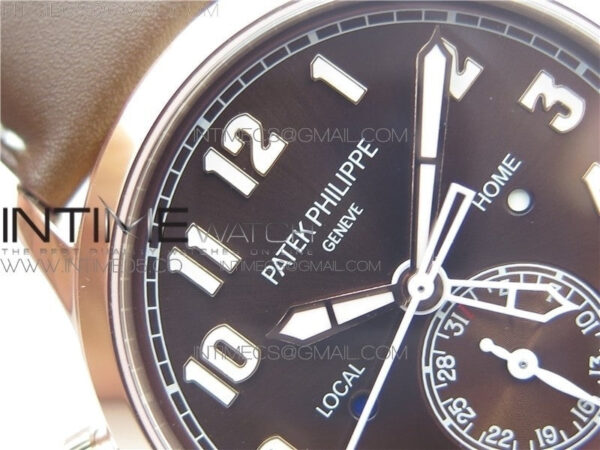 Calatrava 5524 RG Pilot Travel Time GRF Brown Dial on Brown Leather Strap MIYOTA 9015 - Image 7