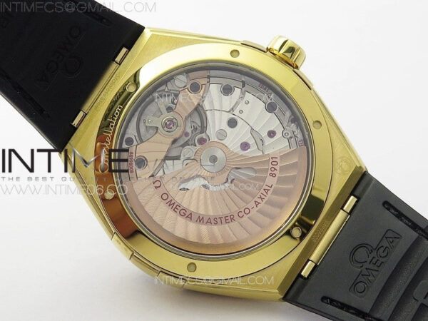 Constellation 41mm YG/Black Ceramic Bezel VSF 1:1 Best Edition Black Dial on Black Gummy Strap A8900 - Image 18