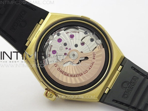 Constellation 41mm YG/Black Ceramic Bezel VSF 1:1 Best Edition Black Dial on Black Gummy Strap A8900 - Image 23