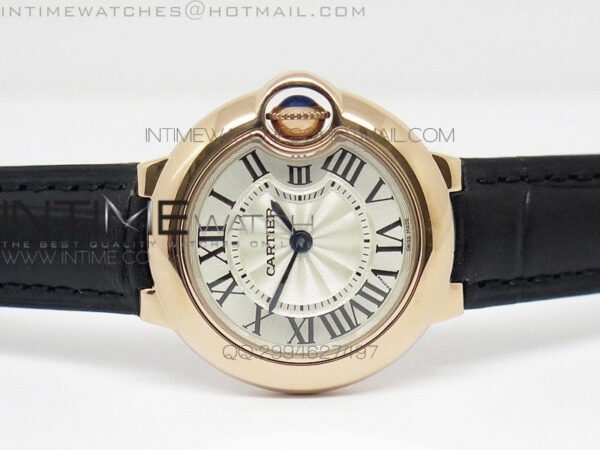Ballon Bleu 28mm Ladies RG Case White Textured Dial on Brown Leather Ronda Quartz - Image 3