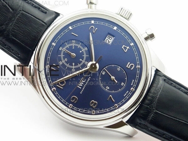 6Portugieser Chrono Classic 42 IW390406 ZF 1:1 Best Edition Blue Dial Blue Hand on Black Leather Strap A7750 - Image 2