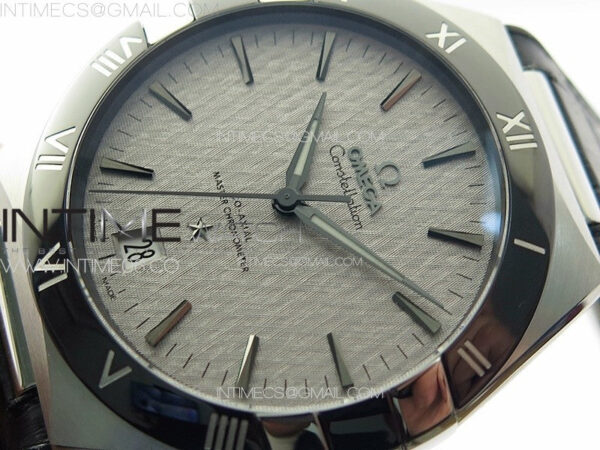 Constellation 41mm SS/Black Ceramic Bezel VSF 1:1 Best Edition Silver Dial on Black Gummy Strap A8900 - Image 4