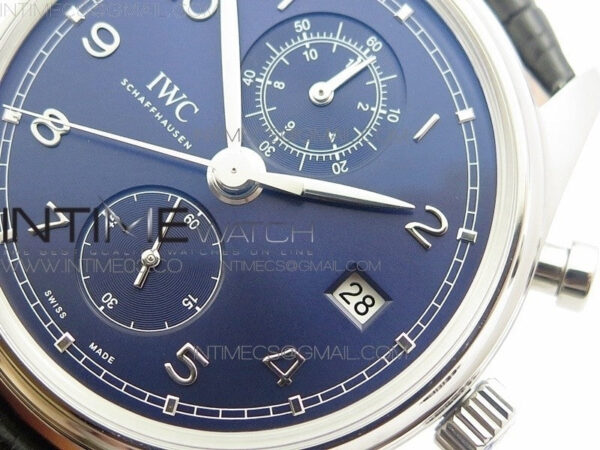 6Portugieser Chrono Classic 42 IW390406 ZF 1:1 Best Edition Blue Dial Blue Hand on Black Leather Strap A7750 - Image 5