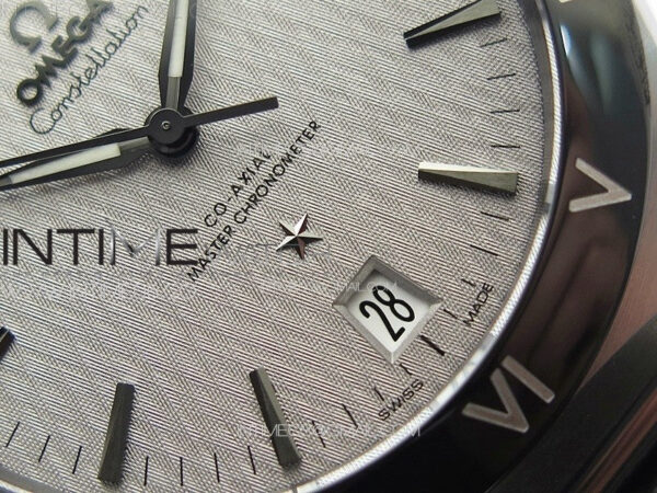 Constellation 41mm SS/Black Ceramic Bezel VSF 1:1 Best Edition Silver Dial on Black Gummy Strap A8900 - Image 5