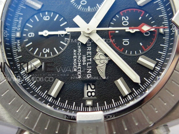 Avenger Chrono SS Red Second hand B50 Black Dial on Black Nylon Strap A7750 - Image 5