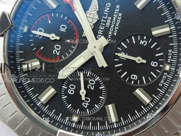 Avenger Chrono SS Red Second hand B50 Black Dial on Black Nylon Strap A7750 - Image 7
