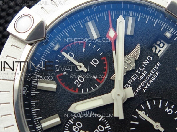 Avenger Chrono SS Red Second hand B50 Black Dial on Black Nylon Strap A7750 - Image 8