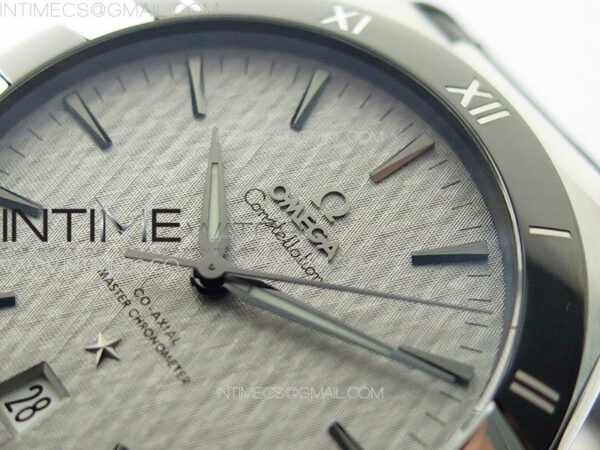Constellation 41mm SS/Black Ceramic Bezel VSF 1:1 Best Edition Silver Dial on Black Gummy Strap A8900 - Image 8
