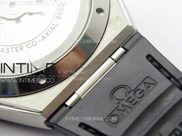 Constellation 41mm SS/Black Ceramic Bezel VSF 1:1 Best Edition Silver Dial on Black Gummy Strap A8900 - Image 21