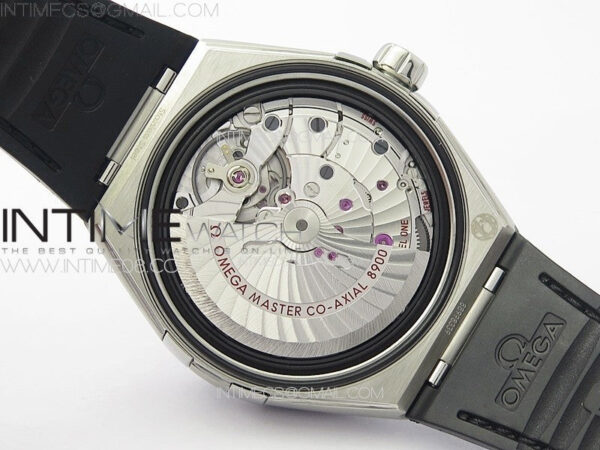Constellation 41mm SS/Black Ceramic Bezel VSF 1:1 Best Edition Silver Dial on Black Gummy Strap A8900 - Image 23