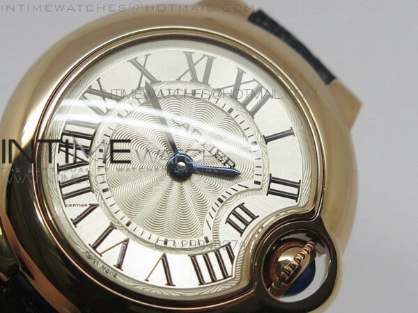 Ballon Bleu 28mm Ladies RG Case White Textured Dial on Brown Leather Ronda Quartz - Image 4