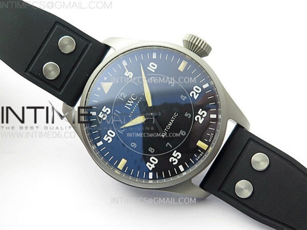 Big Pilot IW329701 SS M+F 1:1 Best Edition Black Dial on Black Rubber Strap SEIKO 8N-24 - Image 2