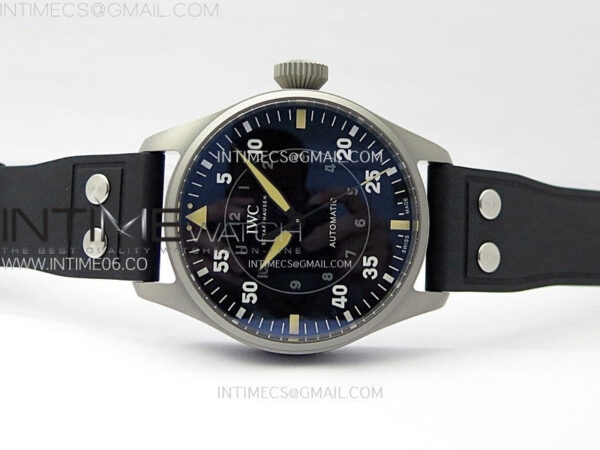 Big Pilot IW329701 SS M+F 1:1 Best Edition Black Dial on Black Rubber Strap SEIKO 8N-24 - Image 3
