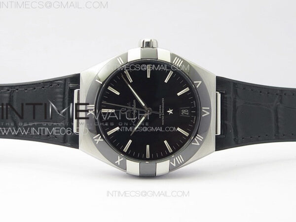 Constellation 41mm SS/Black Ceramic Bezel VSF 1:1 Best Edition Black Dial on Black Gummy Strap A8900 - Image 3
