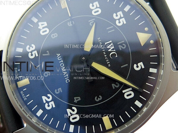 Big Pilot IW329701 SS M+F 1:1 Best Edition Black Dial on Black Rubber Strap SEIKO 8N-24 - Image 4