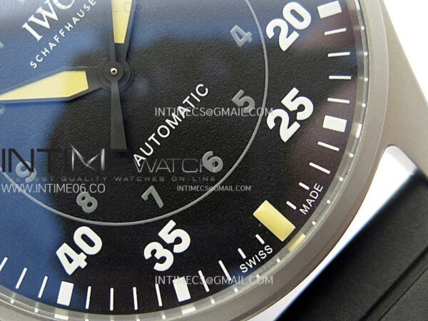 Big Pilot IW329701 SS M+F 1:1 Best Edition Black Dial on Black Rubber Strap SEIKO 8N-24 - Image 5
