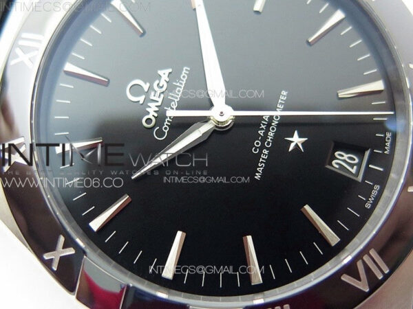 Constellation 41mm SS/Black Ceramic Bezel VSF 1:1 Best Edition Black Dial on Black Gummy Strap A8900 - Image 6