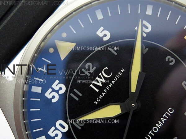 Big Pilot IW329701 SS M+F 1:1 Best Edition Black Dial on Black Rubber Strap SEIKO 8N-24 - Image 7