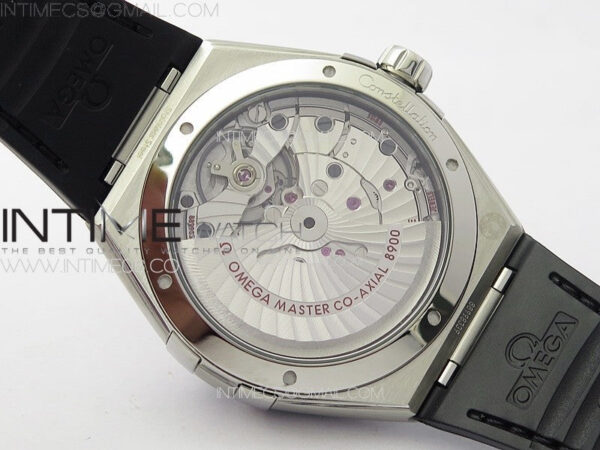 Constellation 41mm SS/Black Ceramic Bezel VSF 1:1 Best Edition Black Dial on Black Gummy Strap A8900 - Image 19