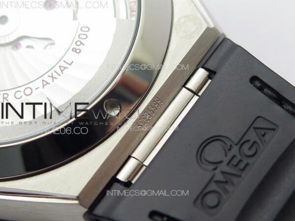 Constellation 41mm SS/Black Ceramic Bezel VSF 1:1 Best Edition Black Dial on Black Gummy Strap A8900 - Image 20