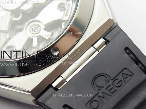 Constellation 41mm SS/Black Ceramic Bezel VSF 1:1 Best Edition Black Dial on Black Gummy Strap A8900 - Image 21