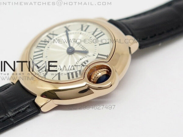 Ballon Bleu 28mm Ladies RG Case White Textured Dial on Brown Leather Ronda Quartz - Image 5
