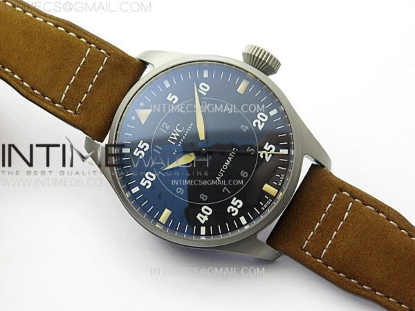 Big Pilot IW329701 Ti M+F 1:1 Best Edition Black Dial on Brown Leather Strap SEIKO 8N-24 - Image 2