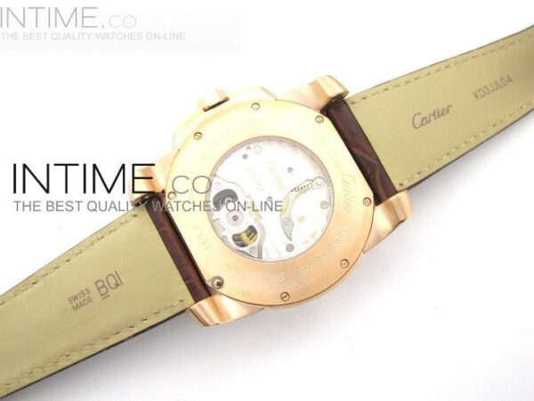 Calibre de RG Tourbillon White Dial on Brown Leather Strap - Image 6