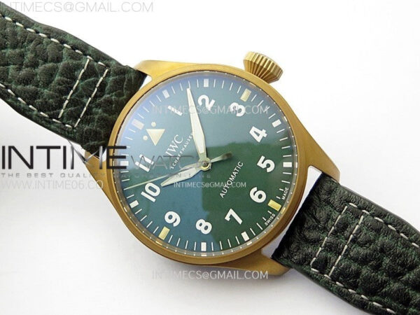 Big Pilot IW329702 Bronze M+F 1:1 Best Edition Green Dial On Brown Leather Strap SEIKO 8N-24 - Image 2