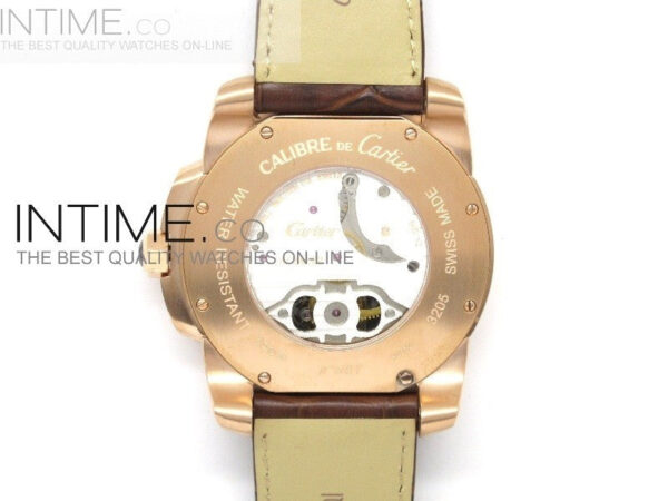 Calibre de RG Tourbillon White Dial on Brown Leather Strap - Image 7