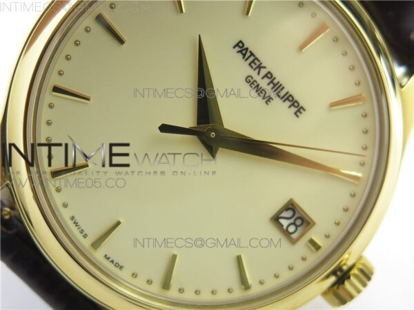 Calatrava 5227R YG ZF 1:1 Best Edition Ivory Dial on Brown Leather Strap A324CS - Image 4