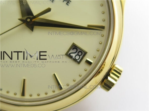 Calatrava 5227R YG ZF 1:1 Best Edition Ivory Dial on Brown Leather Strap A324CS - Image 5