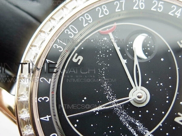 6104P Moon RG Black Dial Diamond Bezel on Black Leather Strap A240 - Image 6