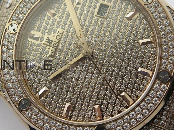 Classic Fusion 42mm RG Paved Diamonds Case And Bezel B50F Paved Diamonds Dial On Black Gummy Strap A2892 - Image 6