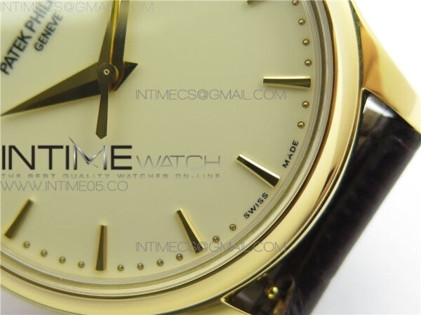 Calatrava 5227R YG ZF 1:1 Best Edition Ivory Dial on Brown Leather Strap A324CS - Image 7
