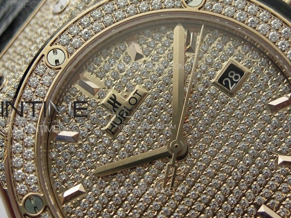 Classic Fusion 42mm RG Paved Diamonds Case And Bezel B50F Paved Diamonds Dial On Black Gummy Strap A2892 - Image 7