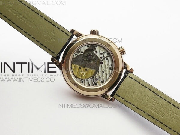 6104P Moon RG Black Dial Diamond Bezel on Black Leather Strap A240 - Image 12