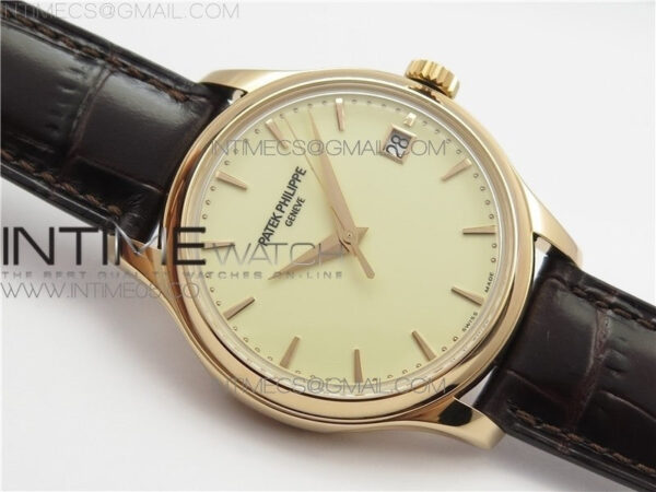 Calatrava 5227R RG ZF 1:1 Best Edition Ivory Dial on Brown Leather Strap A324CS - Image 2