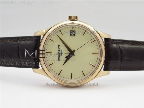 Calatrava 5227R RG ZF 1:1 Best Edition Ivory Dial on Brown Leather Strap A324CS - Image 3