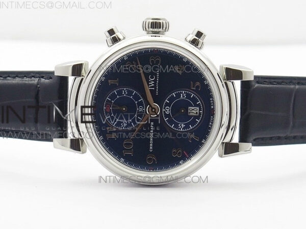 Da Vinci IW393402 SS ZF 1:1 Best Edition Blue Dial SS A7750 On Black Leather Strap - Image 3