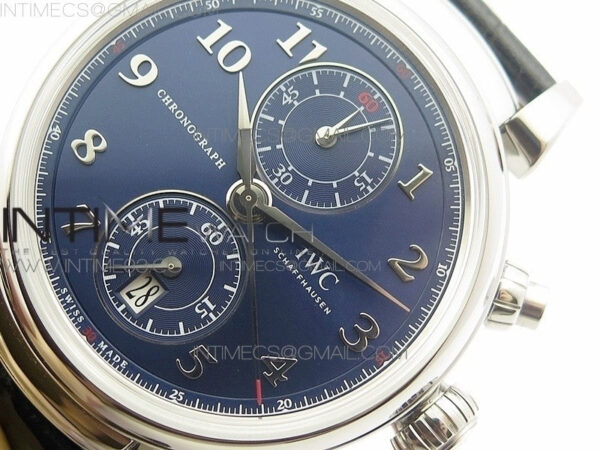 Da Vinci IW393402 SS ZF 1:1 Best Edition Blue Dial SS A7750 On Black Leather Strap - Image 4