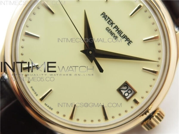 Calatrava 5227R RG ZF 1:1 Best Edition Ivory Dial on Brown Leather Strap A324CS - Image 4