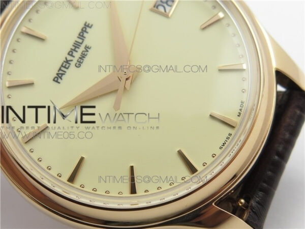 Calatrava 5227R RG ZF 1:1 Best Edition Ivory Dial on Brown Leather Strap A324CS - Image 5