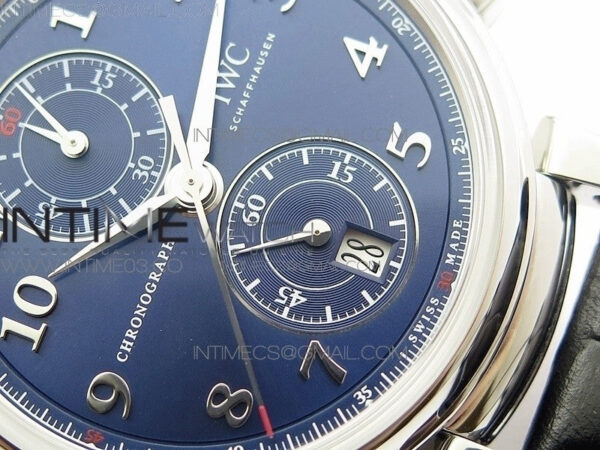 Da Vinci IW393402 SS ZF 1:1 Best Edition Blue Dial SS A7750 On Black Leather Strap - Image 5